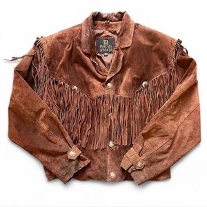 Vintage Byrnes & Baker Brown Fringe 100% Leather Jacket